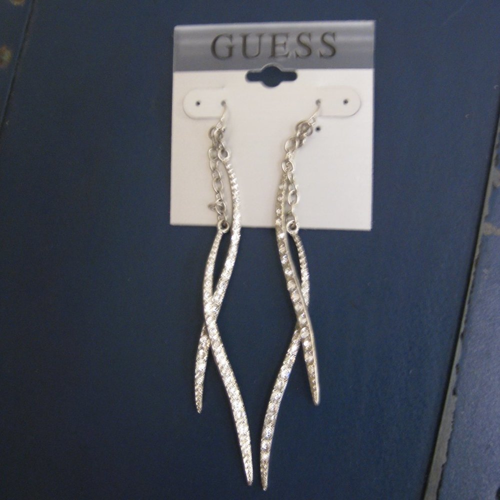 NWT Guess rhinestone chain earrings